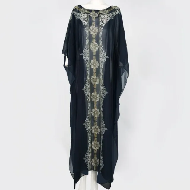 Beaded Trim Batwing Sleeve Kaftan