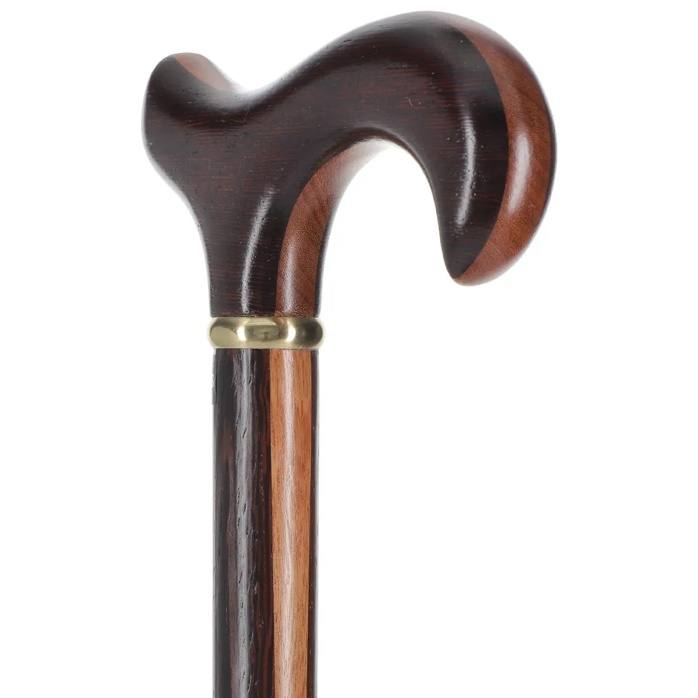 Exquisite Derby Cane: Afromosia Inlay, Textured Wenge Shaft