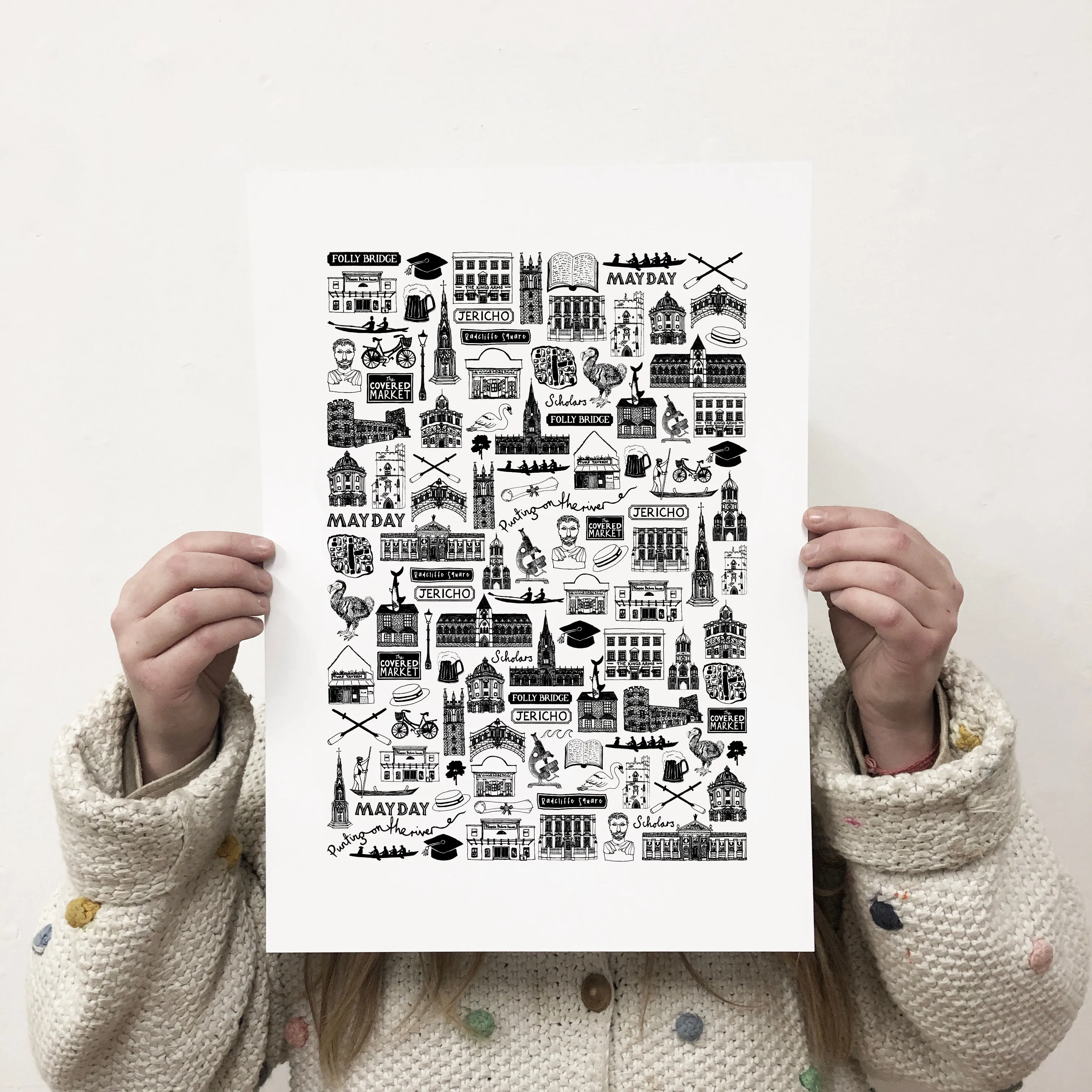 Oxford Illustrated Black And White Print