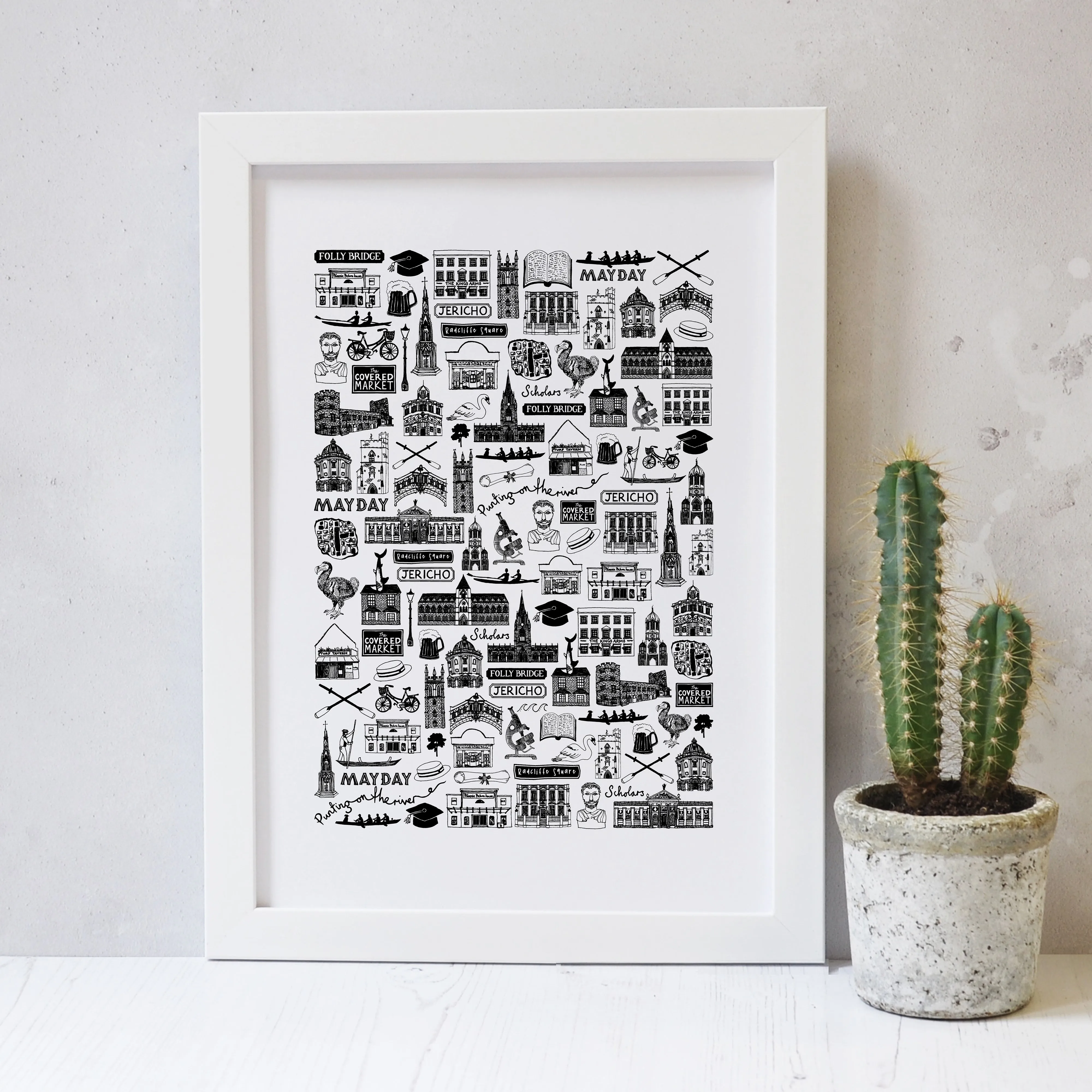 Oxford Illustrated Black And White Print