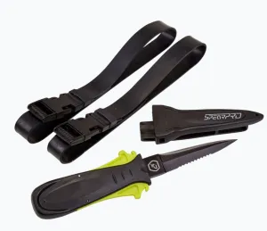 SpearPro Ribbon Knife Teflon &  Acid Green Handle - 9cm