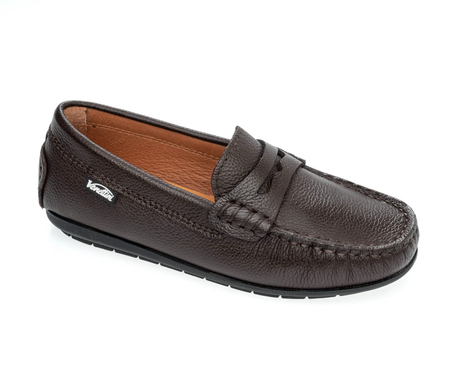 Venettini Brown Textured Penny Loafer